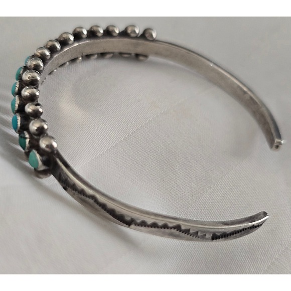 VTG Native American Zuni Snake Eye Turquoise Sterling Silver Cuff Bracelet 6" - Picture 6 of 7